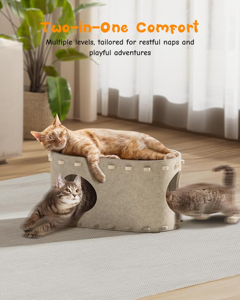 Qpets Cat Cave Fun, Cats Activity Cave Cat Bed Scratching Board DIY Assembly Cat Cave Bed Cats Open Cave Cat Bed, 58x33x30CM Qpets Cat Cave Fun, Cats Activity Cave Cat Bed Scratching Board DIY Assembly Cat Cave Bed Cats Open Cave Cat Bed, 58x33x30CM